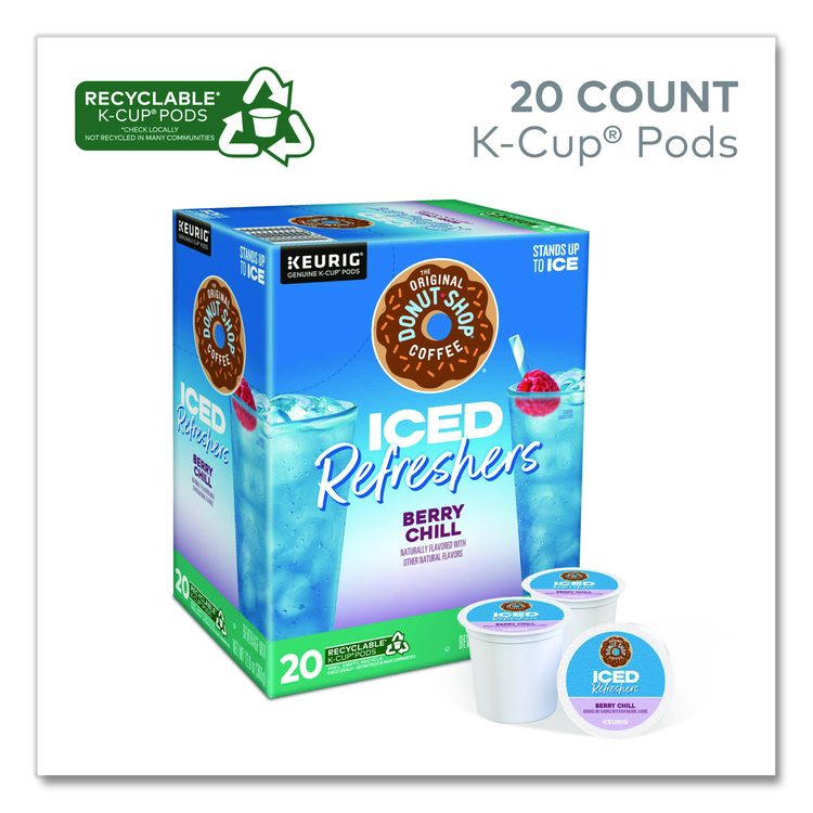 ICED Refreshers K-Cup Pods, Berry Chill, 20/Box, 4 Boxes/Carton