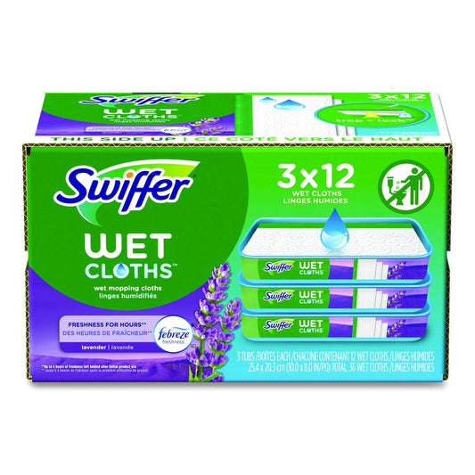 Wet Refill Cloths, 10 x 8, Lavender Vanilla and Comfort, White, 36/Carton