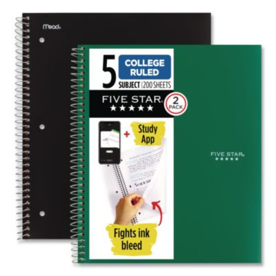 MEA820190 NOTEBOOK,5SUB CR,2PK,AST