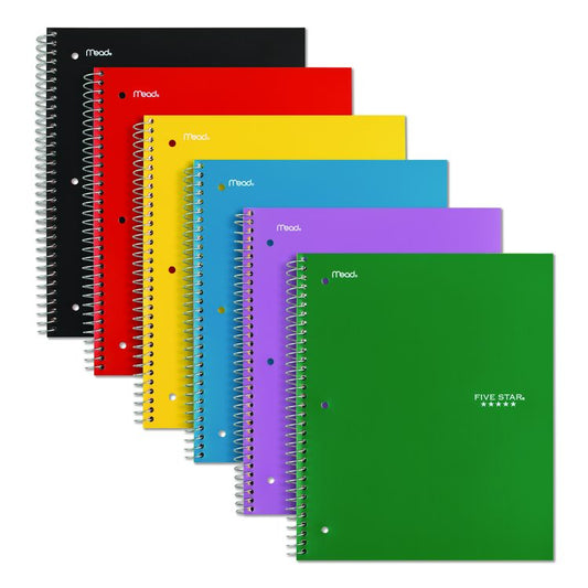 Wirebound Notebook, 1-Subject, Wide/Legal Rule, Randomly Assorted Cover Color, (100) 10.5 x 9.18 Sheets