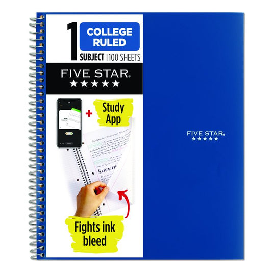 Wirebound Notebook, 1-Subject, Medium/College Rule, Blue Cover, (100) 11 x 9.13 Sheets