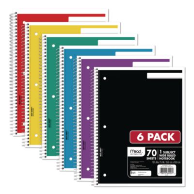 MEA73063 NOTEBOOK,1SUB,WR,6/PK,AST