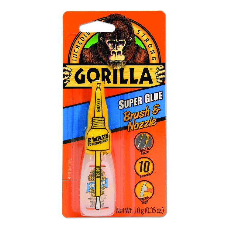 Super Glue with Brush and Nozzle Applicators, 0.35 oz, Dries Clear