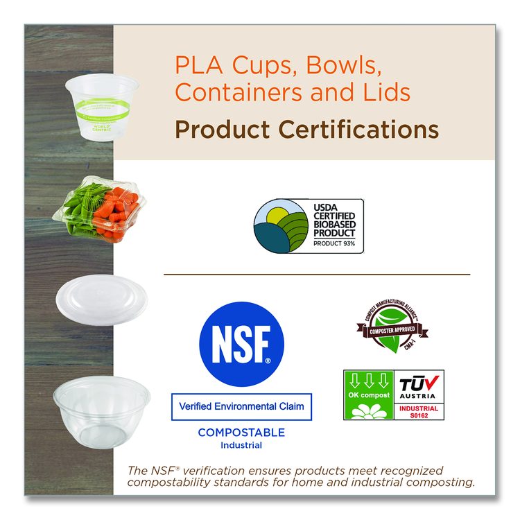 PLA Lids for Fiber Burrito Bowls, 9.7" Diameter, Clear, Plastic, 300/Carton