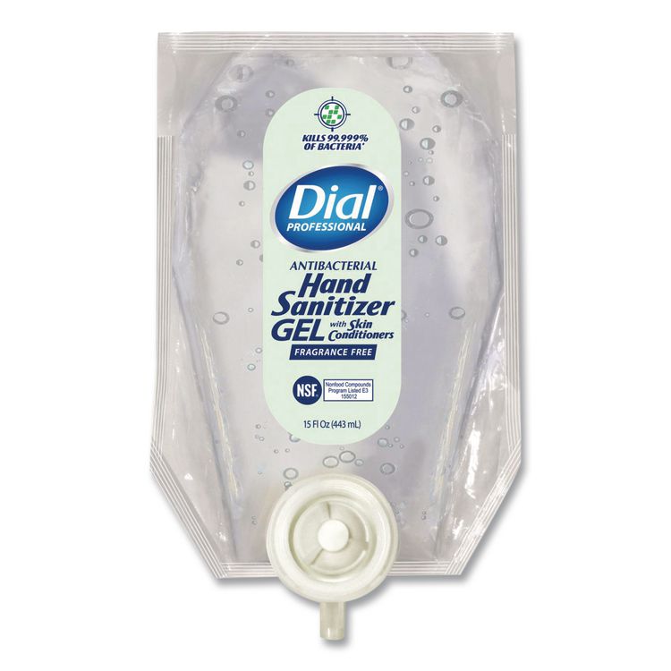 Antibacterial Gel Hand Sanitizer Refill for Versa Dispenser, Fragrance-Free, 15 oz, 6/Carton
