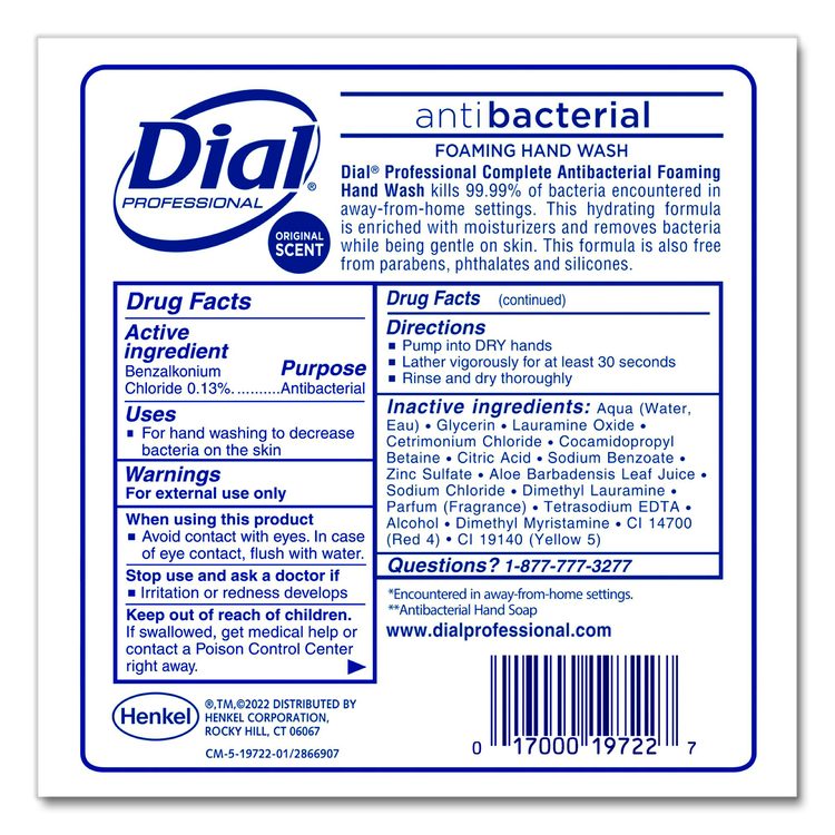 Antibacterial Foaming Hand Wash Refill for 1700 V Dispenser, Original Scent, 1.7 L (Each)