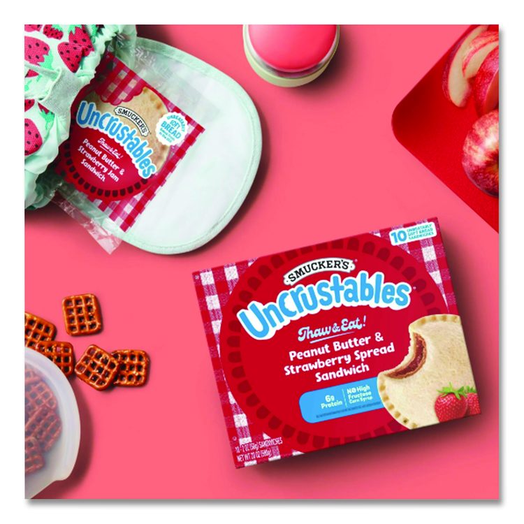 UNCRUSTABLES Peanut Butter and Strawberry Jam, 2 oz, 10/Box, 2 Boxes/Carton
