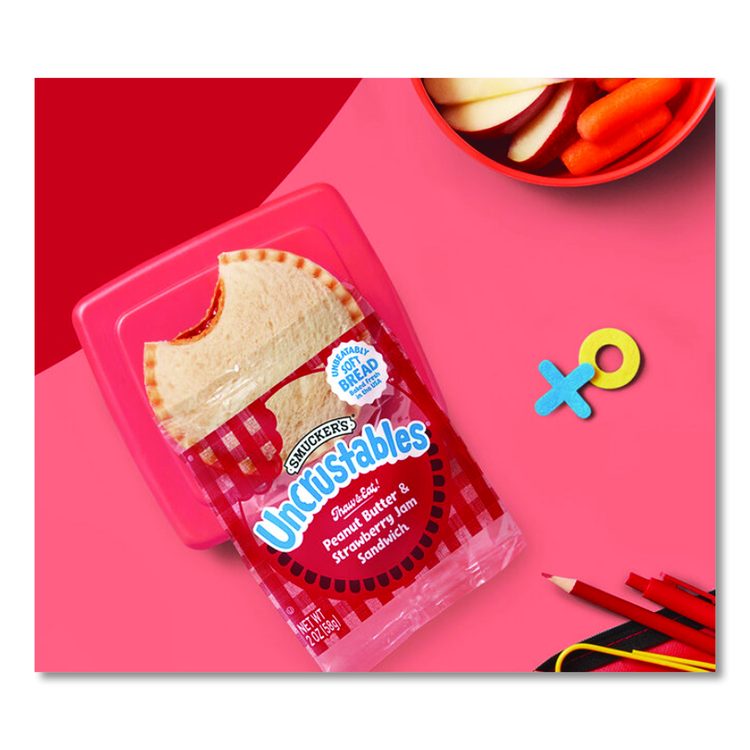 UNCRUSTABLES Peanut Butter and Strawberry Jam, 2 oz, 10/Box, 2 Boxes/Carton