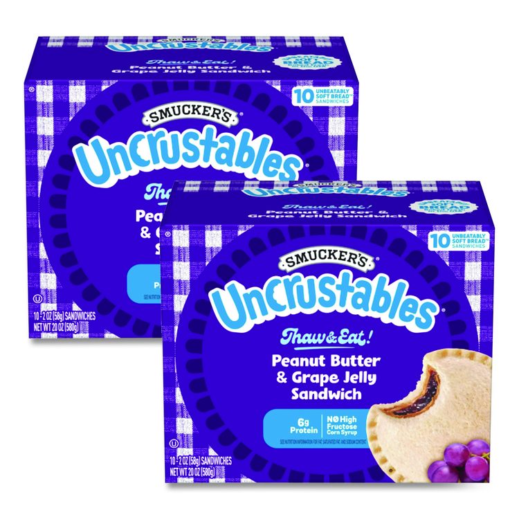 UNCRUSTABLES Peanut Butter and Grape Jelly, 2 oz, 10/Box, 2 Boxes/Carton