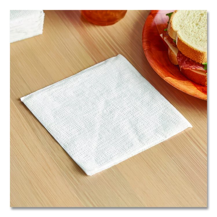 100% Recycled Napkins, 1-Ply, 11.5 x 12.5, White, 250/Pack, 12 Packs/Carton