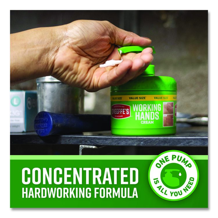 Working Hands Hand Cream, 10 oz Pump Bottle, Unscented, 2/Carton