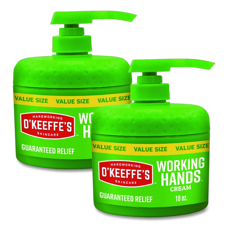Working Hands Hand Cream, 10 oz Pump Bottle, Unscented, 2/Carton
