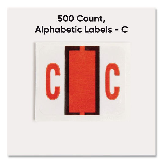A-Z Color-Coded End Tab Filing Labels, C, 1 x 1.25, White, 500/Roll
