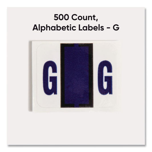 A-Z Color-Coded End Tab Filing Labels, G, 1 x 1.25, White, 500/Roll