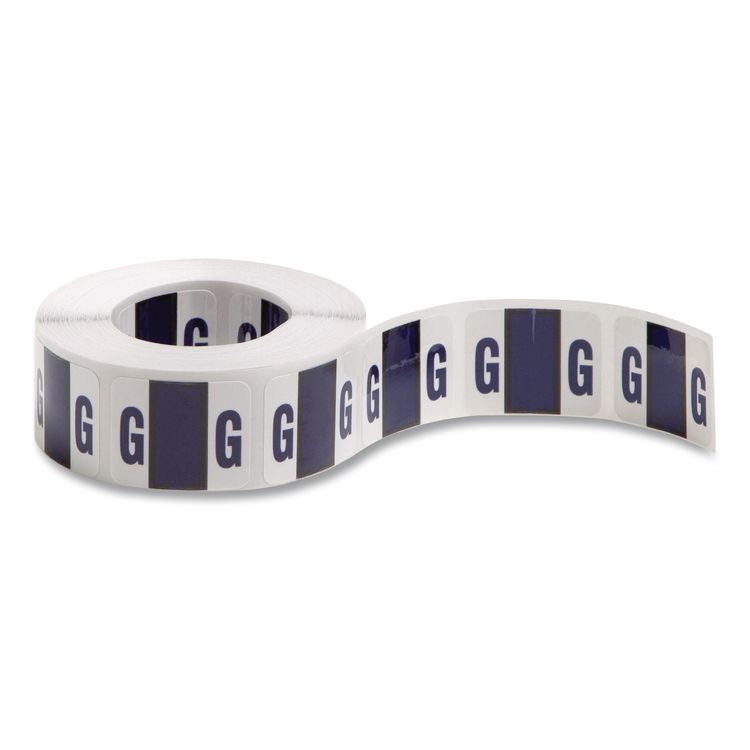 A-Z Color-Coded End Tab Filing Labels, G, 1 x 1.25, White, 500/Roll