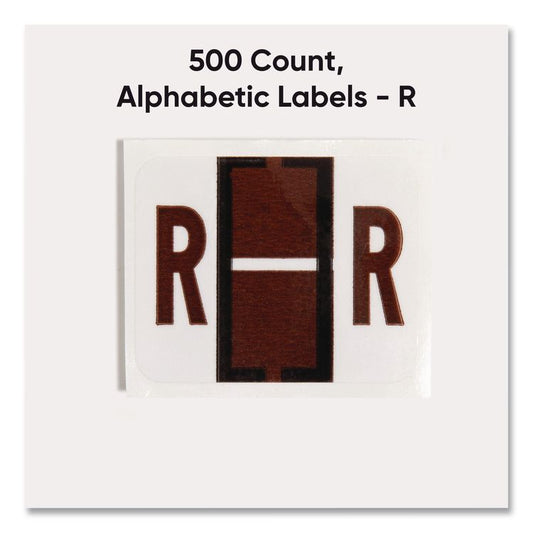 A-Z Color-Coded End Tab Filing Labels, R, 1 x 1.25, White, 500/Roll