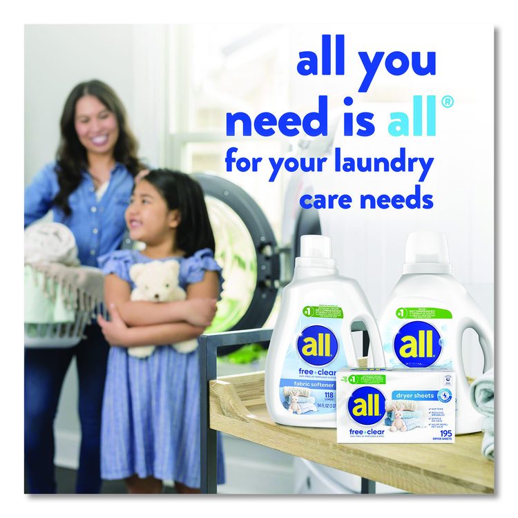 Free Clear Dryer Sheets, Fragrance Free, 195 Sheets/Pack (Each)