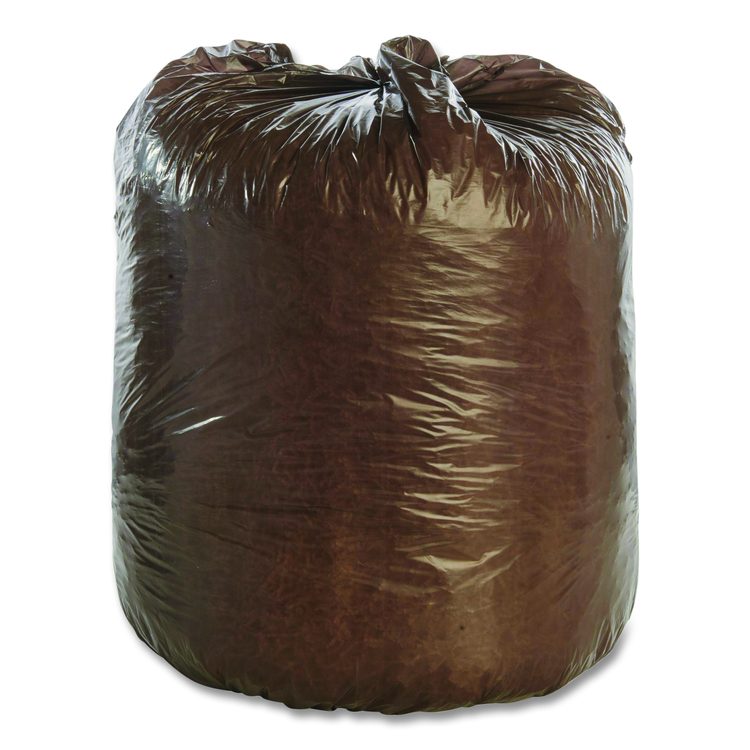 Controlled Life-Cycle Plastic Trash Bags, 30 gal, 0.8 mil, 30" x 36", Brown, 60/Box