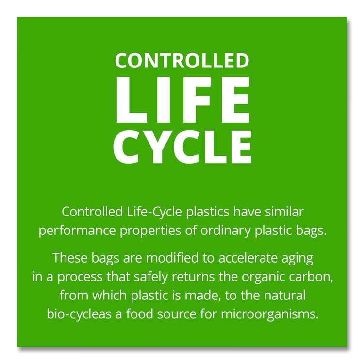 Controlled Life-Cycle Plastic Trash Bags, 39 gal, 1.1 mil, 33" x 44", Brown, 40/Box