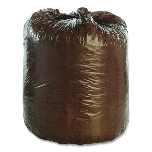 Controlled Life-Cycle Plastic Trash Bags, 39 gal, 1.1 mil, 33" x 44", Brown, 40/Box