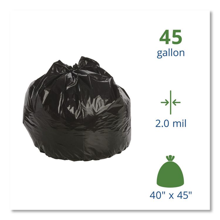 Insect-Repellent Trash Bags, 45 gal, 2 mil, 40" x 45", Black, 65/Box