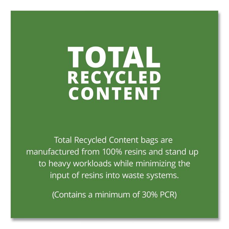 Total Recycled Content Plastic Trash Bags, 60 gal, 1.5 mil, 36" x 58", Black/Brown, 100/Carton