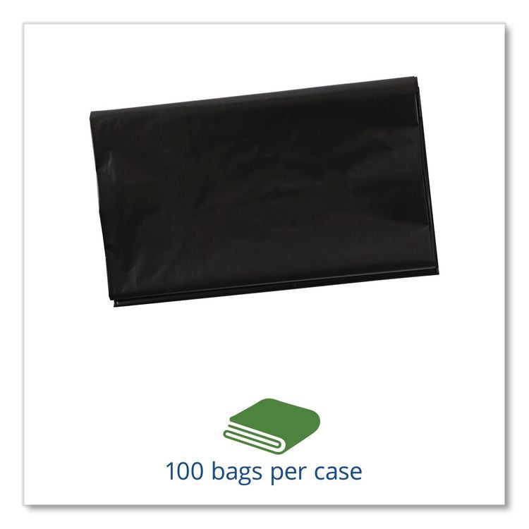 Total Recycled Content Plastic Trash Bags, 65 gal, 1.5 mil, 50" x 51", Black/Brown, 100/Carton