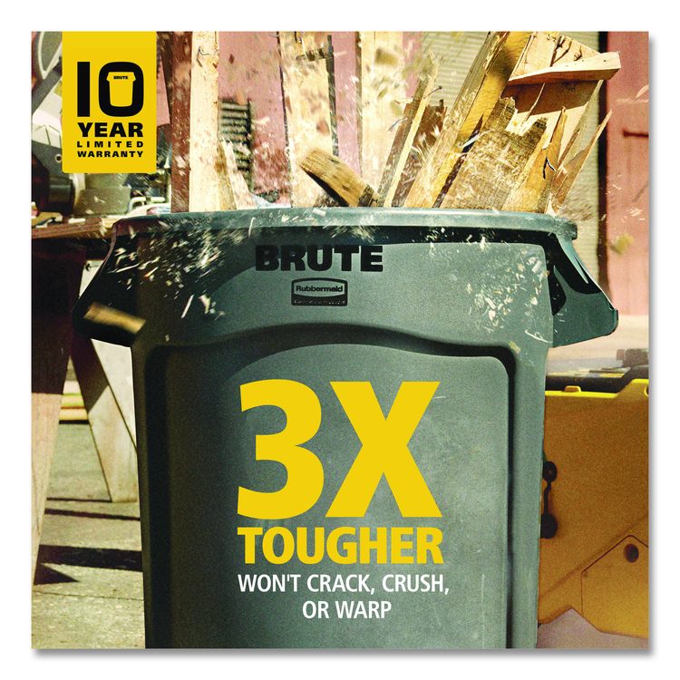 Vented Round Brute Container, 44 gal, Plastic, Blue