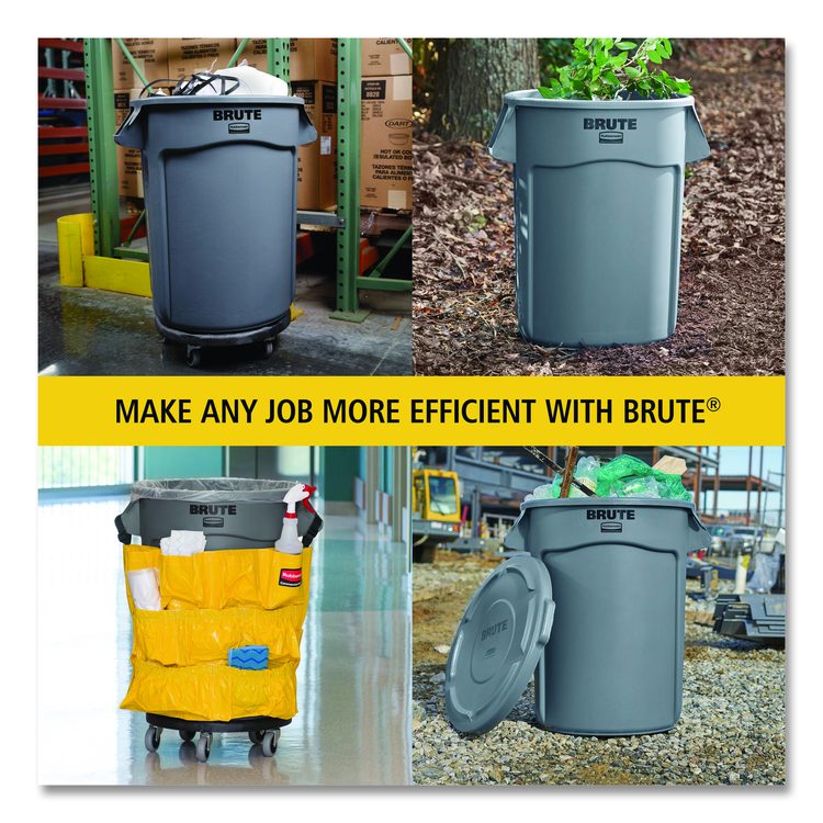 Vented Round Brute Container, 44 gal, Plastic, Blue