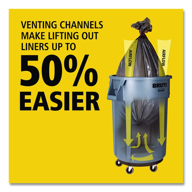 Vented Wheeled BRUTE Container, 44 gal, Plastic, Gray