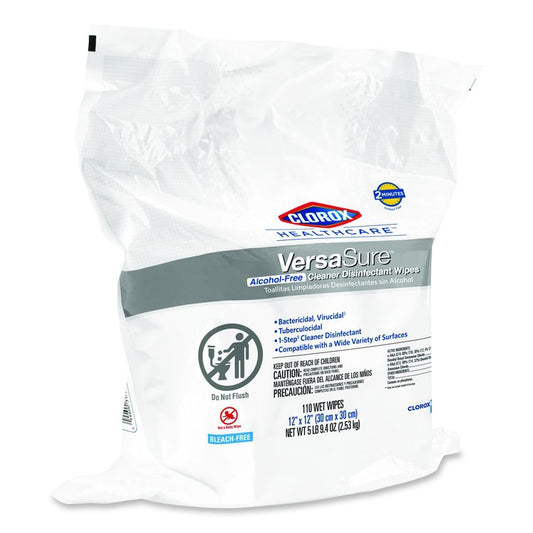 VersaSure Cleaner Disinfectant Wipes, Refill, 1-Ply, 12 x 10, Fragranced, White, 110/Pouch, 2 Pouches/Carton
