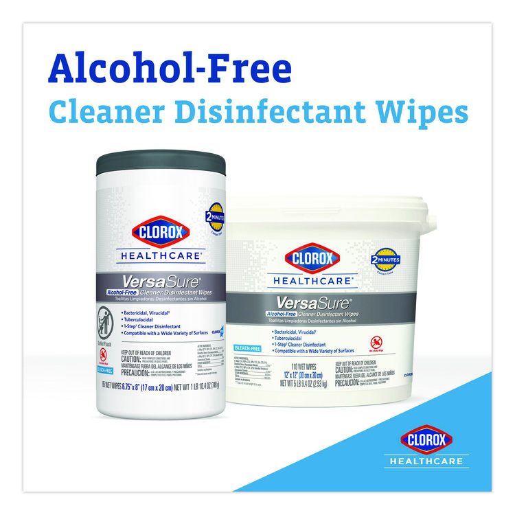 VersaSure Cleaner Disinfectant Wipes, Refill, 1-Ply, 12 x 10, Fragranced, White, 110/Pouch, 2 Pouches/Carton