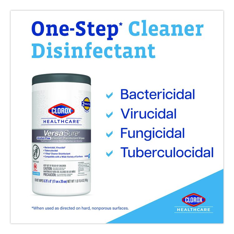 VersaSure Cleaner Disinfectant Wipes, Refill, 1-Ply, 12 x 10, Fragranced, White, 110/Pouch, 2 Pouches/Carton