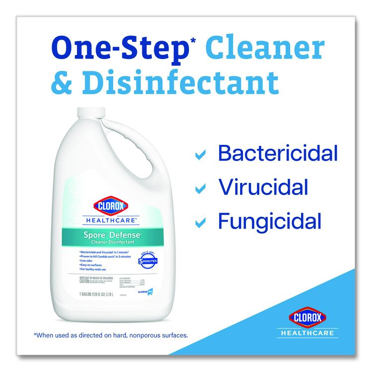 Spore Defense Cleaner Disinfectant, Closed System, Unscented, 1 gal Refill Bottle (Each)