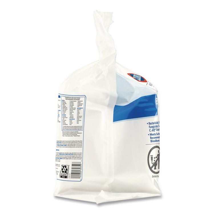 Bleach Germicidal Wipes, 1-Ply, 12 x 12, Unscented, White, 110/Refill, 2 Refills/Carton
