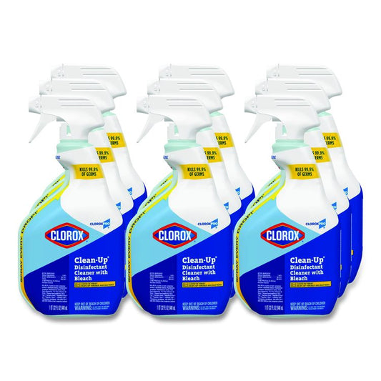 CloroxPro Clean-Up Disinfectant Cleaner with Bleach, Fresh Scent, 32 oz Smart Tube Spray Bottle, 9/Carton