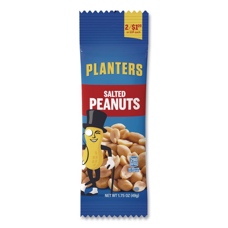 Salted Peanuts, 1.75 oz Pack, 18 Packs/Box