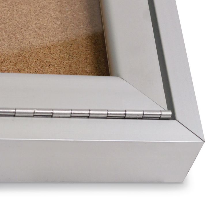 1 Door Enclosed Natural Cork Bulletin Board with Satin Frame, 30" x 36", Tan Surface, Satin Aluminum Frame