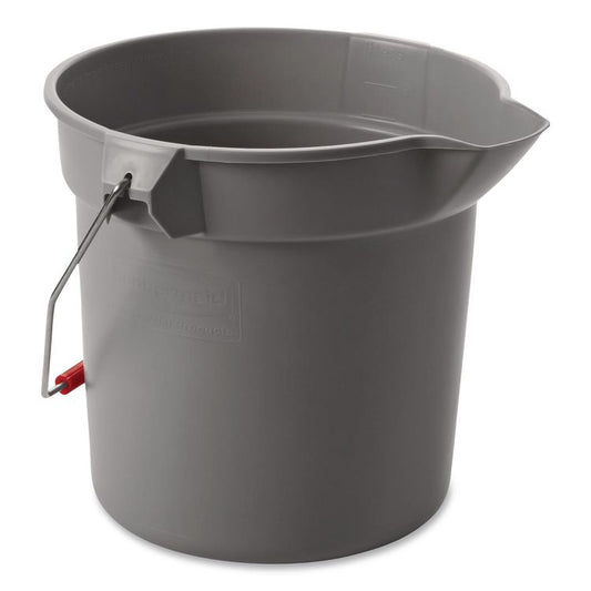 BRUTE Round Utility Pail, 10 qt, Plastic, Gray, 10.5" Diameter