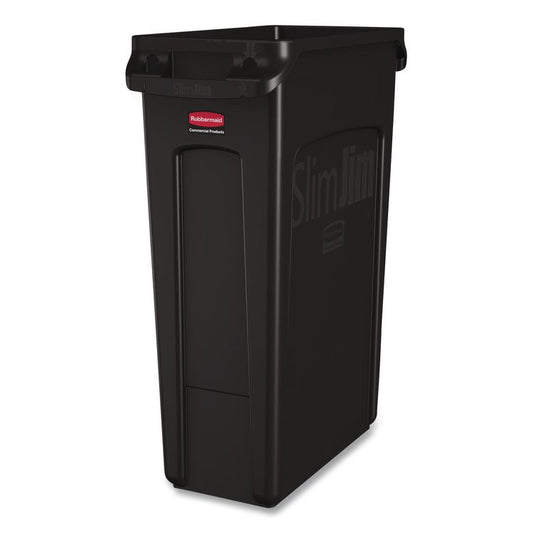 Slim Jim with Venting Channels, 23 gal, Plastic, Black