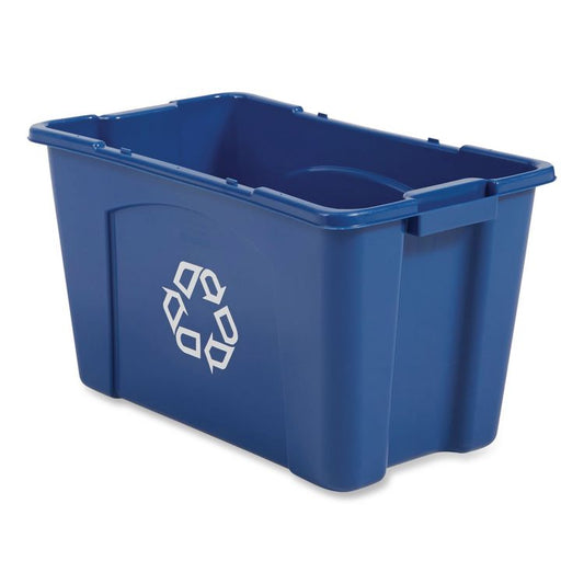 Stacking Recycle Bin, 18 gal, Polyethylene, Blue
