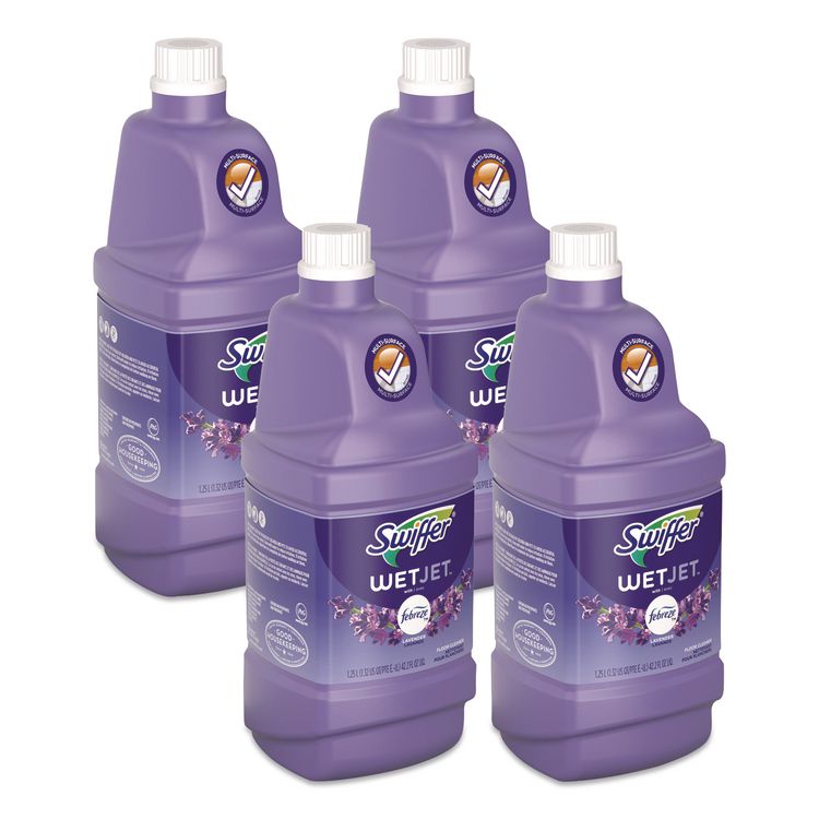 WetJet System Cleaning-Solution Refill, Lavender Scent, 1.25 L Bottle, 4/Carton