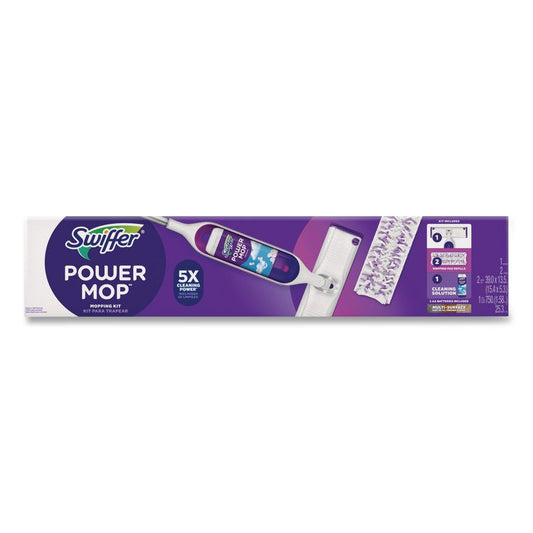 PowerMop Starter Kit, 15.4 x 5.3 White/Purple Cloth Head, 26" Silver Aluminum Handle