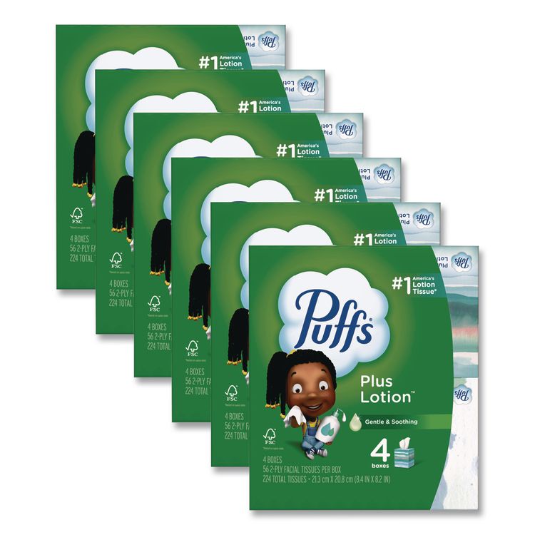 Plus Lotion Facial Tissue, 2-Ply, White, 56 Sheets/Box, 24 Boxes/Carton