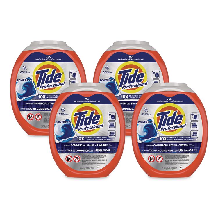 Commercial Power PODS Laundry Detergent, HE Compatible, 63 Liquid Pods/Tub, 4 Tubs/Carton
