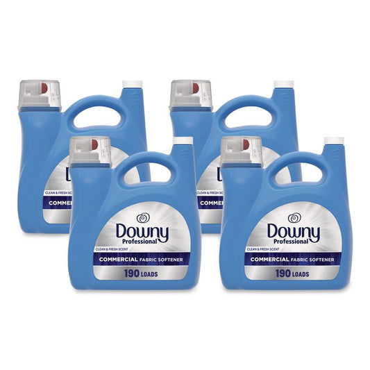 Commercial Liquid Fabric Softener, Clean and Fresh Scent, 140 oz Pour Bottle, 4/Carton