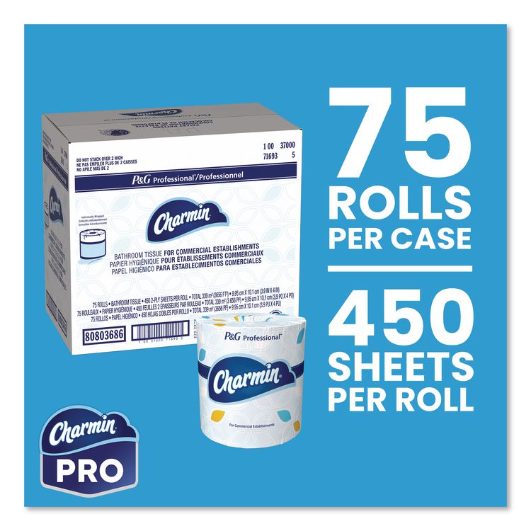 Commercial Bathroom Tissue, Individually Wrapped, Septic Safe, 2-Ply, White, 450 Sheets/Roll, 75 Rolls/Carton
