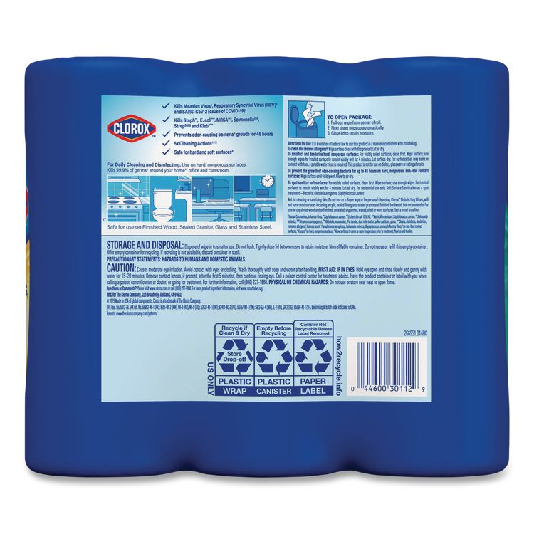 Disinfecting Wipes, 1-Ply, 7 x 8, (1) Fresh Scent/(2) Crisp Lemon, White, 35/Canister, 3 Canisters/Pack