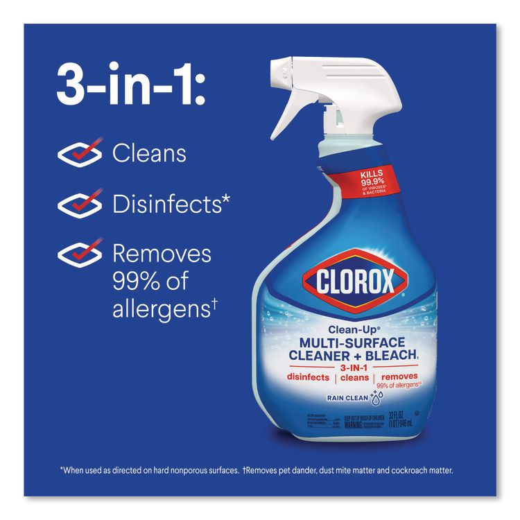 Clean-Up Multi-Surface Cleaner with Bleach, Rain Clean Scent, 32 oz Spray Bottle (Each)