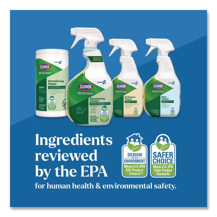 Clorox Pro EcoClean Disinfecting Cleaner, Unscented, 128 oz Refill Bottle, 4/Carton